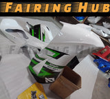 WHITE GREEN FIBERGLASS RACE FAIRING KIT FOR KAWASAKI ZX-6R 2013-2018
