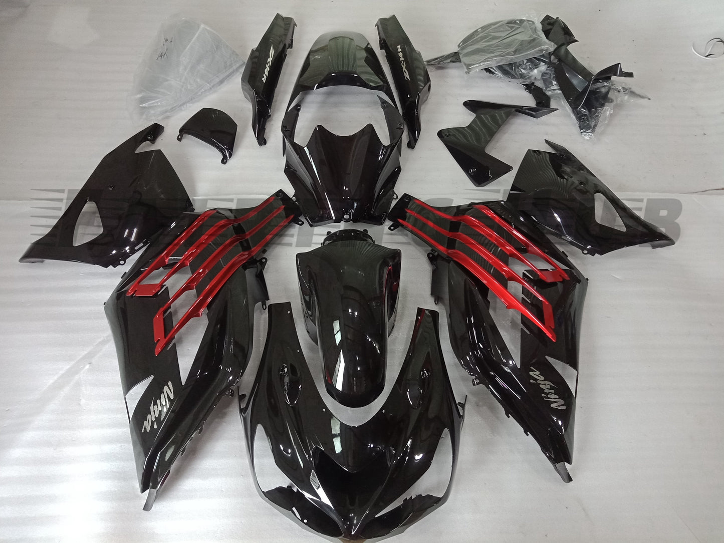 BLACK RED FAIRING KIT FOR KAWASAKI ZX-14R 2012-2023