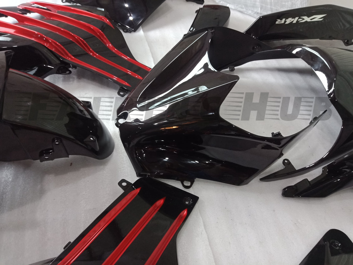 BLACK RED FAIRING KIT FOR KAWASAKI ZX-14R 2012-2023